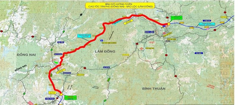 Cao tốc Tân Phú Bảo Lộc - Bản đồ quy hoạch cao tốc Tân Phú Bảo Lộc