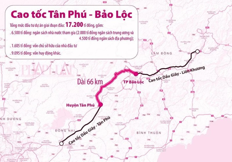 Bản đồ cao tốc Tân Phú Bảo Lộc mới nhất 2025
