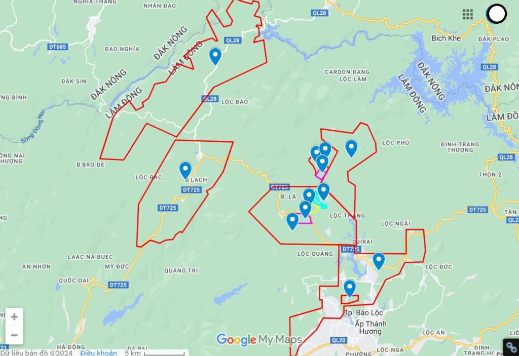 Đất Bảo Lộc. Bản đồ đất dính quy hoạch 866 Bảo Lộc