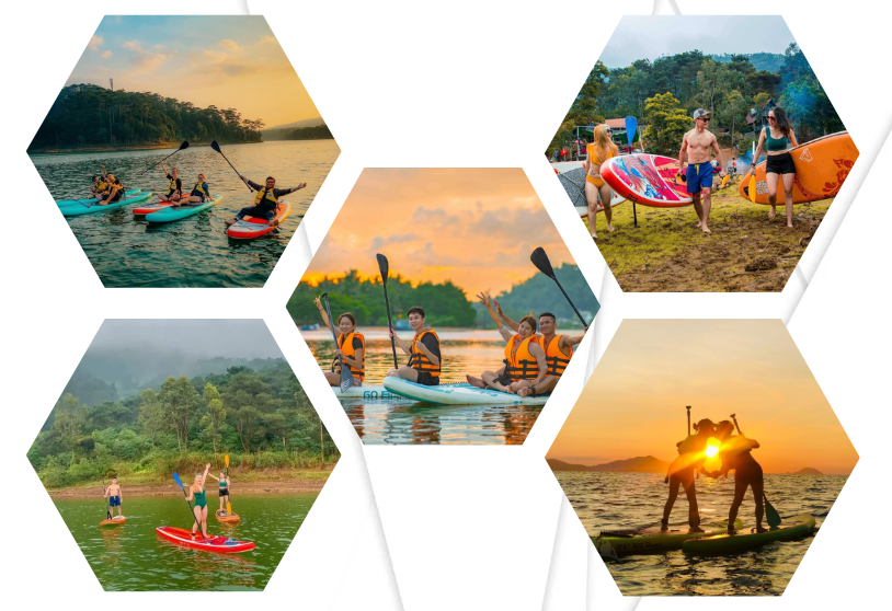 Hình ảnh chèo SUP ở Bảo Lộc tại hồ nước tự nhiên 