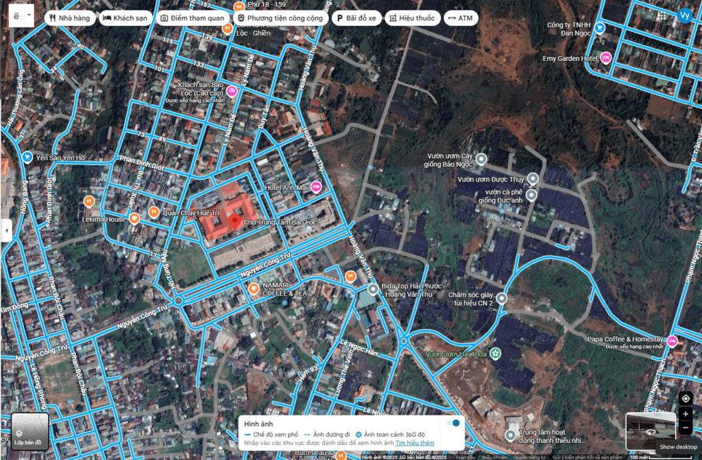 Hình ảnh mô tả vị trí chính xác của chợ mới Bảo Lộc