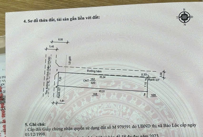 Mua đất thổ cư ngay trung tâm Bảo Lộc