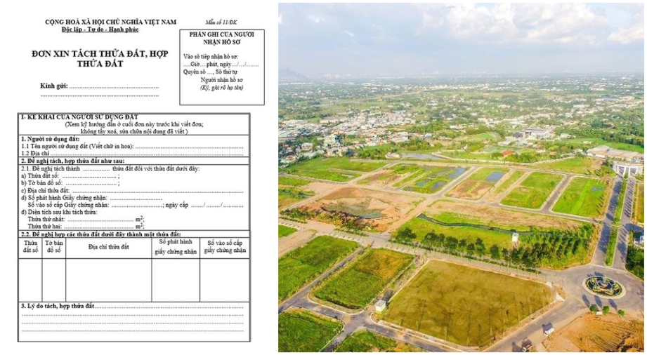 Hình ảnh đơn xin tách thửa đất và thửa đất tách