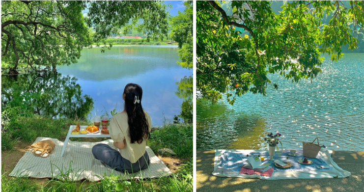 Hình ảnh hồ nước buổi sáng ở Bảo Lộc