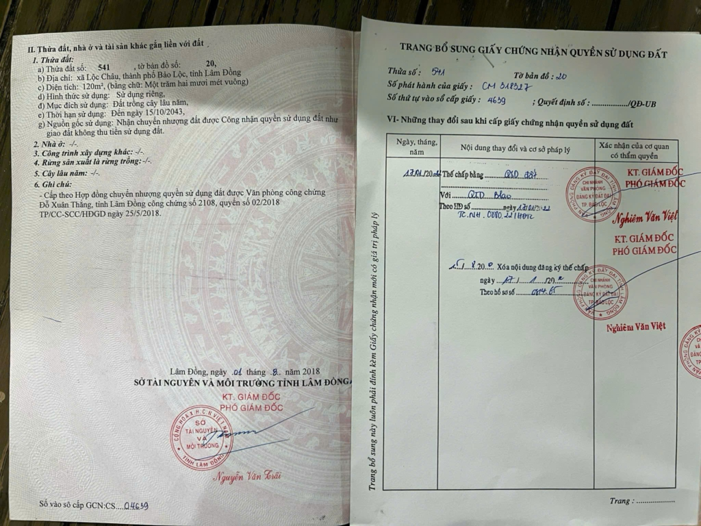 Đất nền sẵn thổ cư tại Bảo Lộc